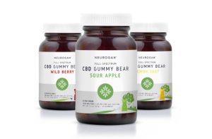 A bottle of premium Neurogan CBD Gummy Bears for daily stress relief from Top THC Shop.