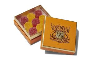 A box of premium Lord Jones luxury CBD confections from Top THC Shop.