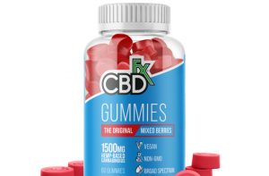 A bottle of high-potency organic CBDfx Gummies from Top THC Shop.