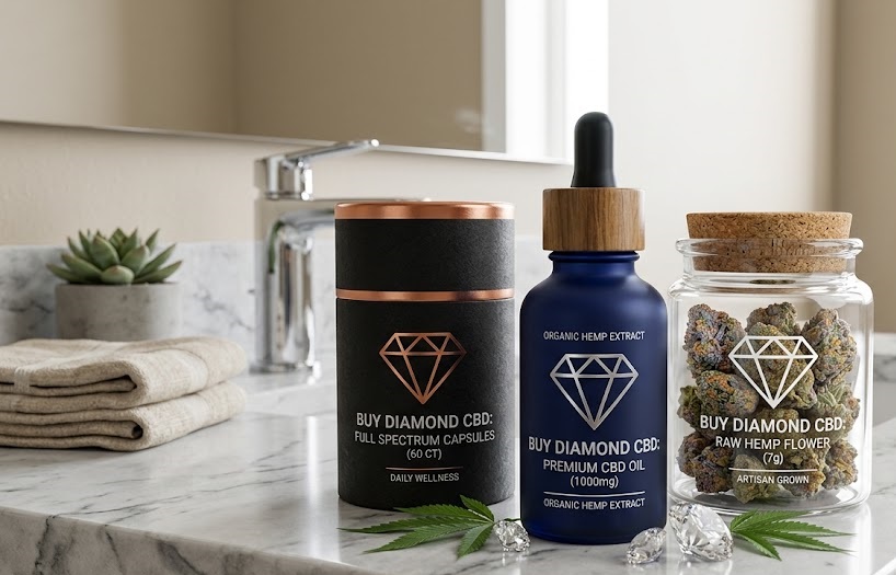 Premium collection of hemp oil tinctures and wellness capsules available to Buy Diamond CBD Online.