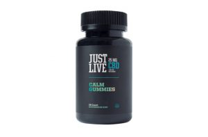 A bottle of premium athlete-focused Just Live CBD oil from Top THC Shop.