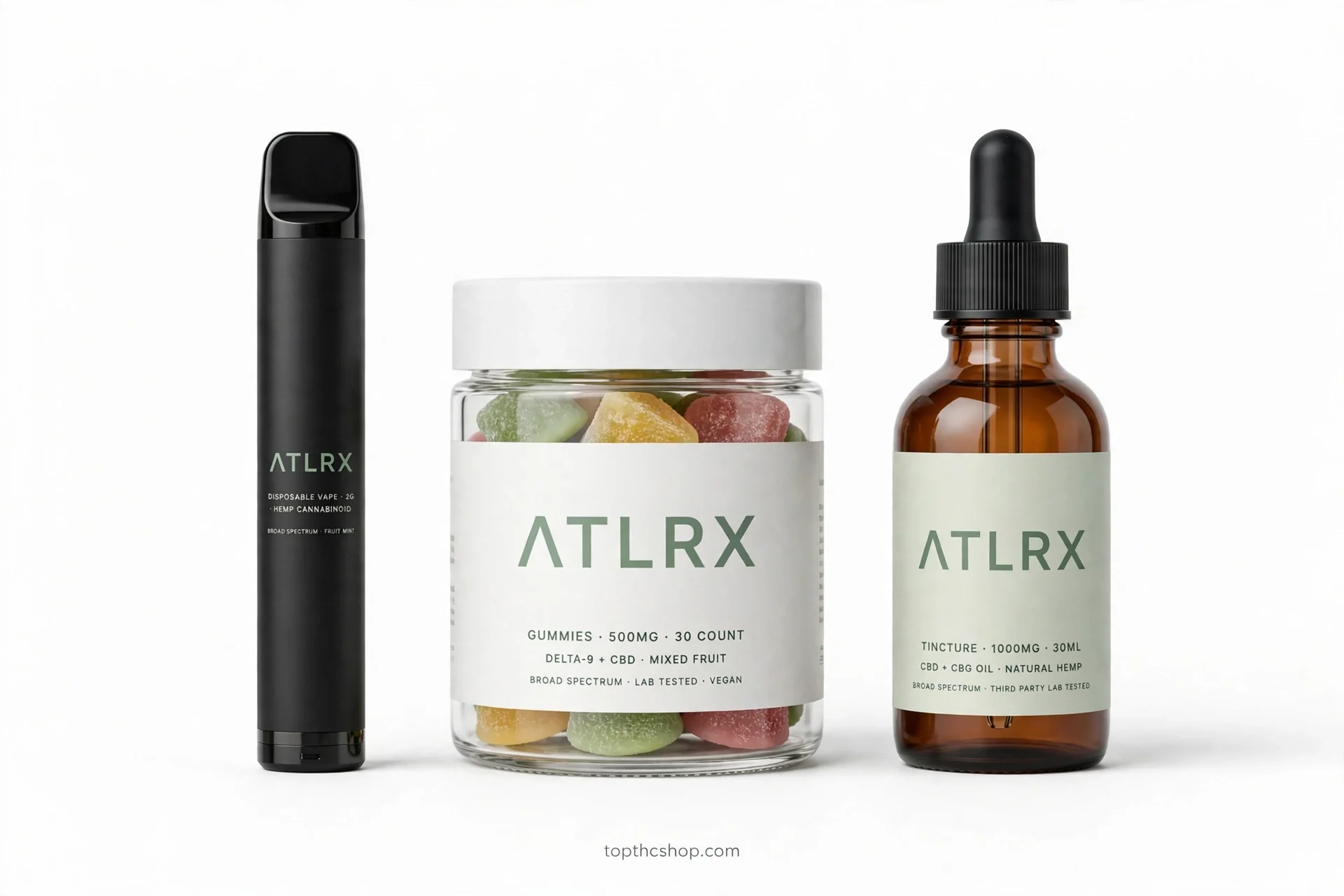 atlrx premium hemp cannabinoids - disposable vape, gummies and tincture collection at TopTHCShop