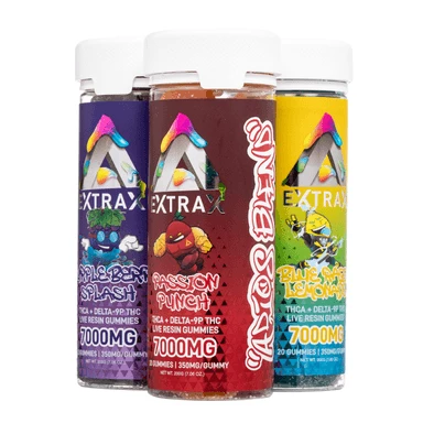 delta extrax gummies 7000mg adios blend - apple berry splash passion punch blue raspberry thc gummies