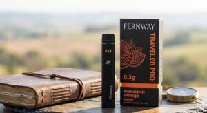 A close-up side view of an authentic 0.3 Fernway Traveler Pro vape pen highlighting its matte-finished hardened aluminum shell.