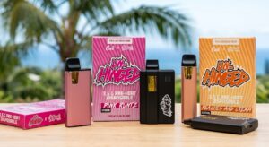 A 3.5g Cali x Maui Labs Unhinged disposable vape device in sleek packaging.